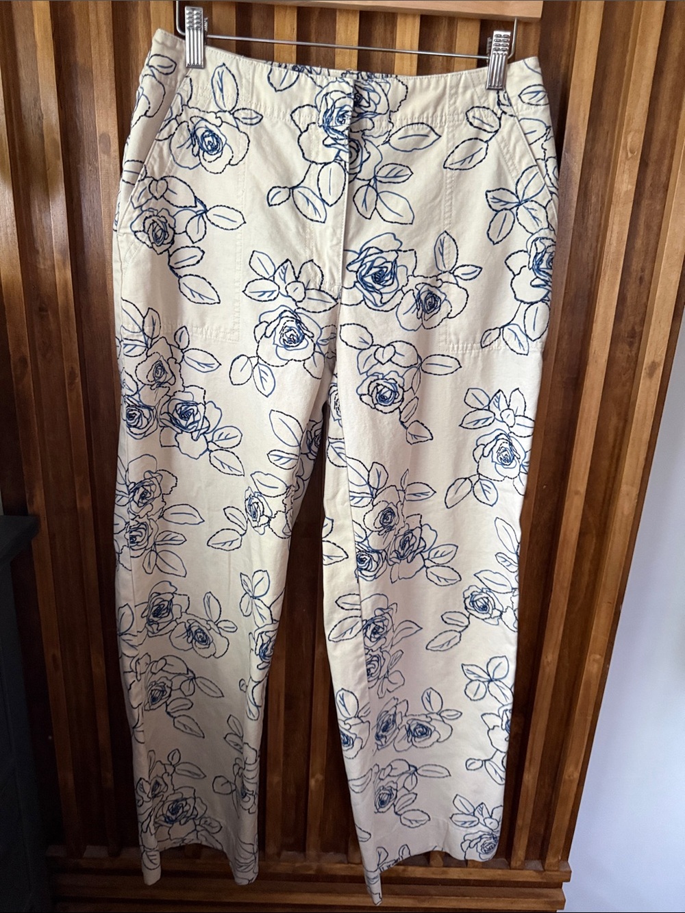 Marsh Landing Floral Printed Wide Leg High Rise 100% Cotton Pants. 8